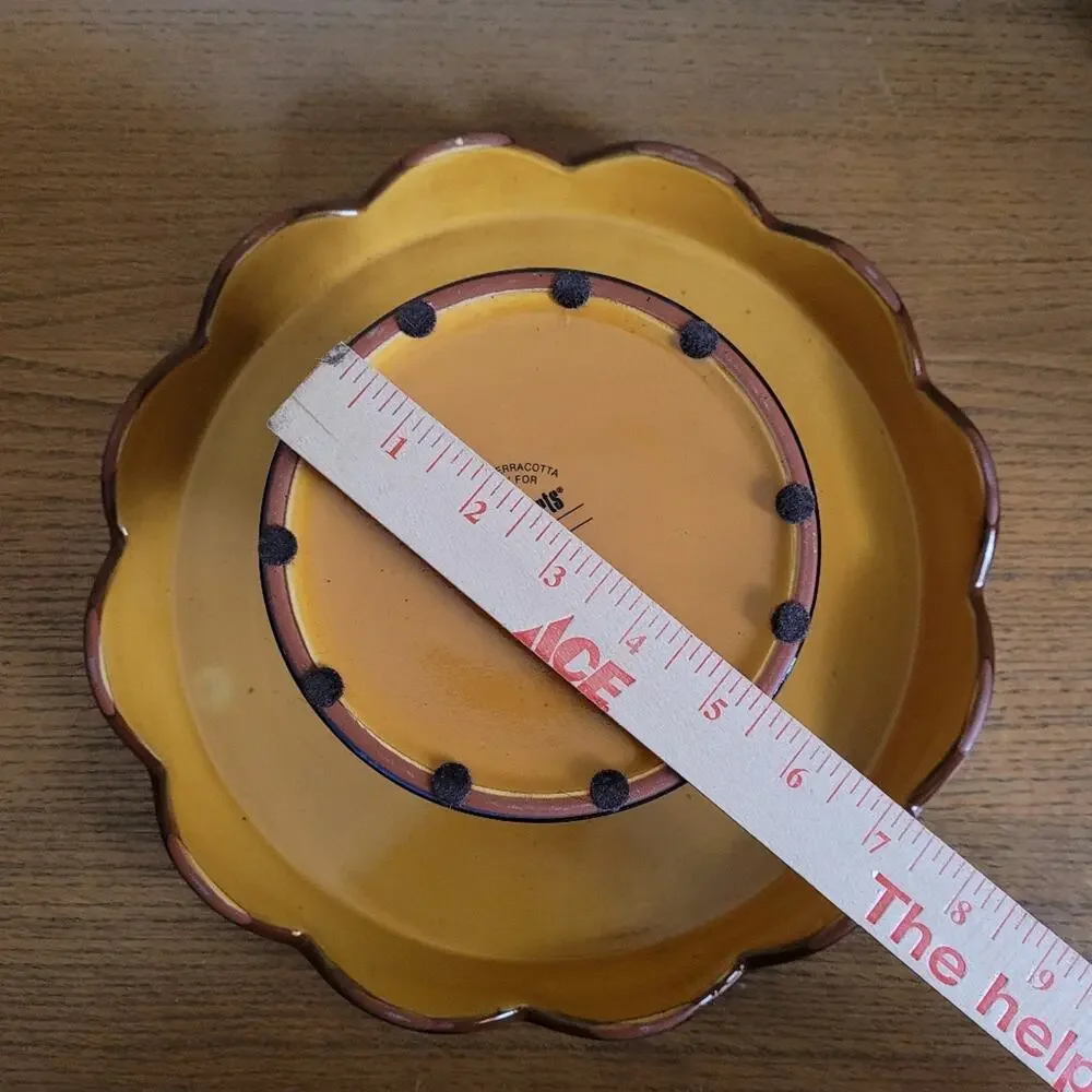 Pier 1 Imports Sunflower Hand Painted Terracotta Pedestal Harvest Cake Stand